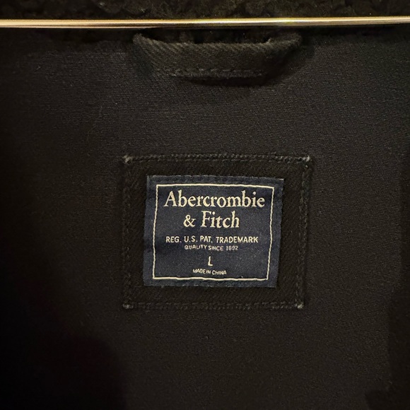 Abercrombie & Fitch Black Denim Jacket with Shearling Collar - Picture 2 of 3